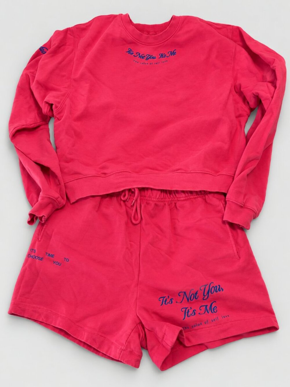 The Mayfair Group It's Not You It's Me Sweatshirt Shorts Set Hot Pink Size M